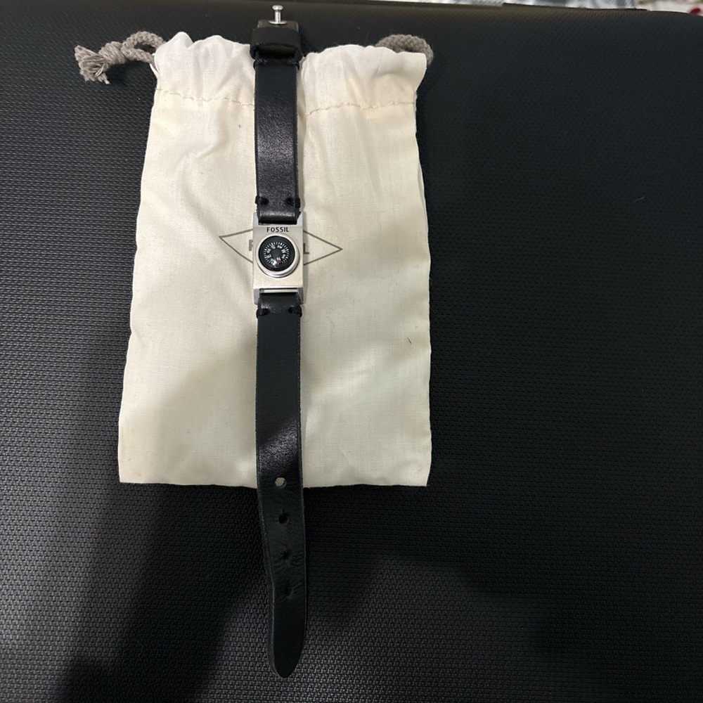 Fossil Black Leather Strap Watch